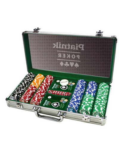 Set Poker profesional, 300 jetoane de cazinou de 14 grame, 2 pachete carti de joc, 5 zaruri - Piatnik