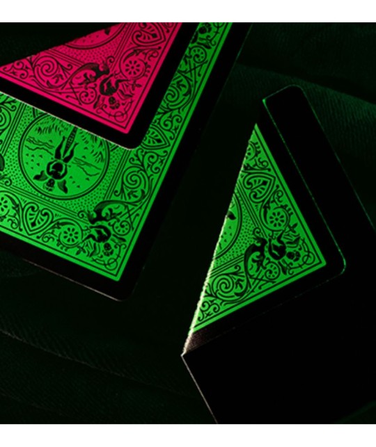 Cărți Bicycle Reverse cu spate verde și roz, design inversat Rider Back