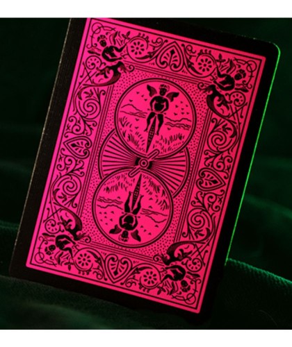 Spatele cărții Bicycle Reverse roz neon, design Rider Back inversat