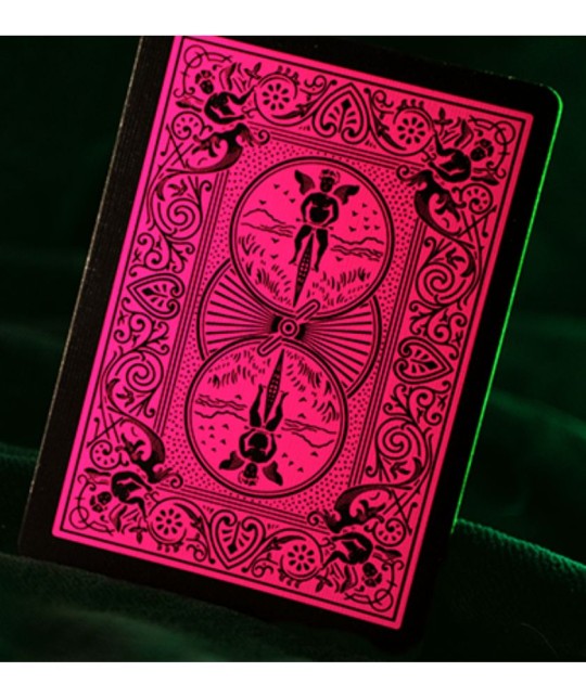 Spatele cărții Bicycle Reverse roz neon, design Rider Back inversat