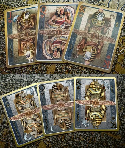 Court cards Egypt Mythology Sapphire – Ra, Isis și Horus, ilustrații egiptene