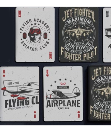 Jet Fighter Playing Cards – design vintage cu avioane și pilot academy