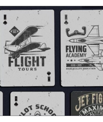 Jet Fighter Playing Cards – detaliu Flight Tours, temă aviație retro
