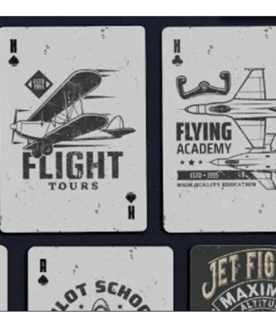 Jet Fighter Playing Cards – detaliu Flight Tours, temă aviație retro