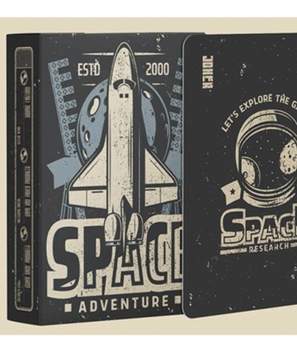 Cărți de joc Space Adventure cu grafică vintage și logo Space Adventure