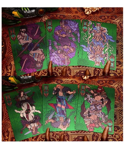 Ilustrații cu personaje mitologice nordice pe cărțile Yggdrasil