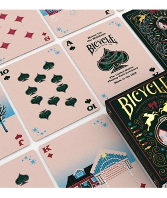 Fața cărților Bicycle – simboluri tematice de Crăciun