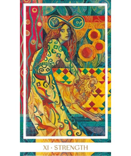 Crystal Tarot – Arcana Strength – ilustrație în stil vitraliu