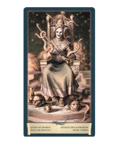 Lovecraft Tarot – Queen of Swords ilustrație horror