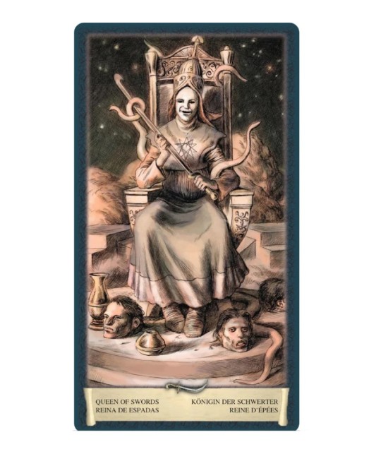 Lovecraft Tarot – Queen of Swords ilustrație horror