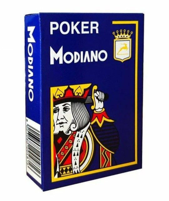 Cărți de poker Modiano albastre 100% plastic, 4 jumbo index, cu pachetul original