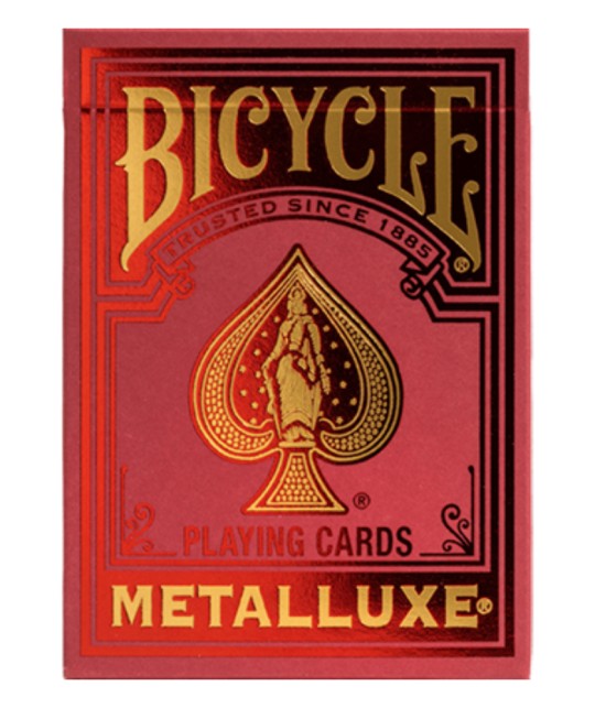 Bicycle Metalluxe Red Playing Cards – cutie frontală cu finisaj metalic roșu premium