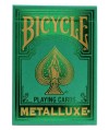 Bicycle Metalluxe Green Playing Cards – cutie frontală cu finisaj metalic verde premium