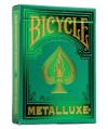 Bicycle Metalluxe Green Playing Cards – cutie prezentată în perspectivă elegantă