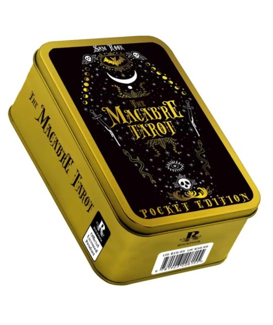 Rockpool Macabre Tarot Pocket Edition – cărți tarot originale în cutie metalică, design artistic simbolic