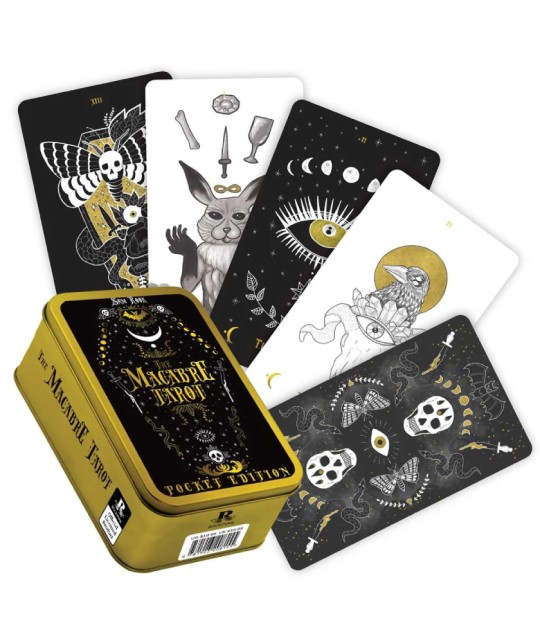 Rockpool Macabre Tarot Pocket Edition – cărți tarot originale în cutie metalică, design artistic simbolic