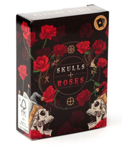 Skulls and Roses Playing Cards – cutie produs cu design cranii și trandafiri