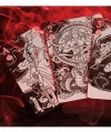 Cutia pachetului Mythic Divide Wrath of Darkness Playing Cards by Room One, cu design artistic roșu și negru