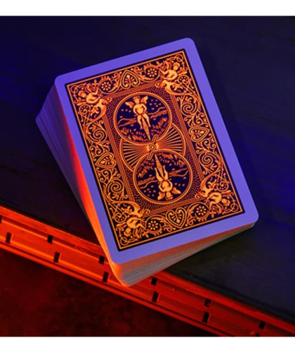 Bicycle Neon Solar-Orange Rider Back Playing Cards – design spate cărți cu efect neon solar-orange