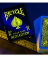 Cutie și pachet Bicycle Neon Rider Back Yellow-Starburst Playing Cards în ediție neon galben