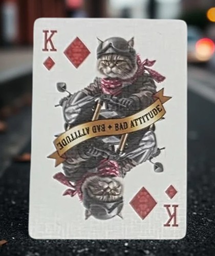 Biker Cats Playing Cards King