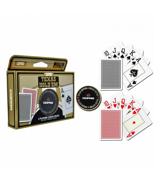 Gold Copag Texas Hold Em Plastic Set cu Dealer Button Carti de Poker