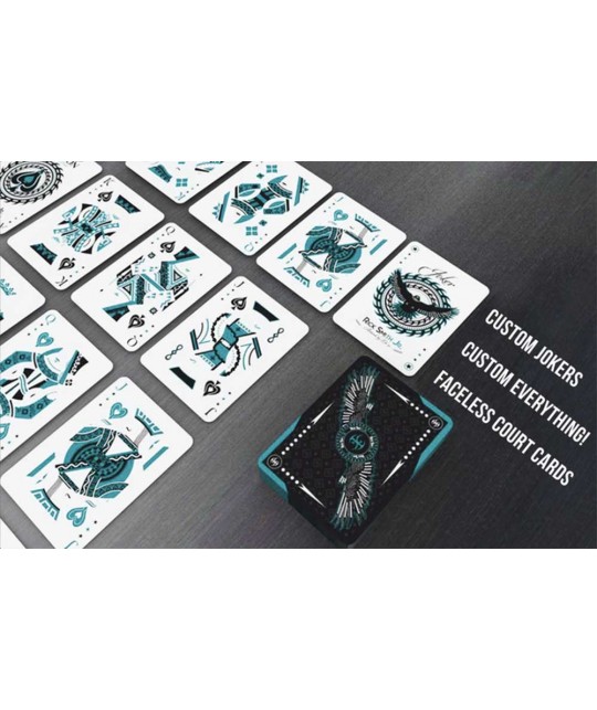 Aqua Falcon Throwing Cards Foil by Rick Smith Jr. and Devo Carti de Joc